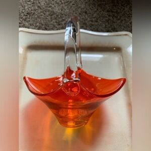 Vintage Viking Glass Orange Basket